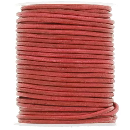 Cordon cuir 2 mm - Vintage Rouge x20m