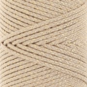 Cordon en coton tressé 2.5 mm - fabrication Française - Beige - Doré x1m|raw }}