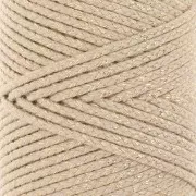 Cordon en coton tressé 2.5 mm - fabrication Française - Beige - Doré x1m