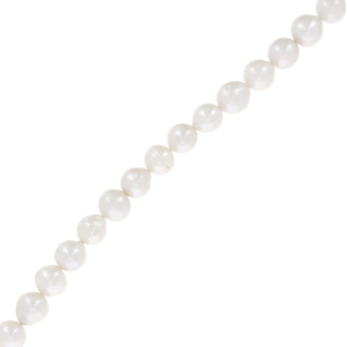 Perles d'eau douce rondes irrégulières 9.5 mm - Grade AA Blanc x4