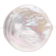 Perle d'eau douce irrégulière - palet rond 20 mm - Grade AA+ Blanc x1