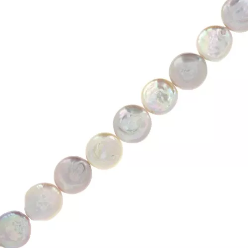 Perle d'eau douce irrégulière - palet rond 16.5 mm - Grade AA+ Rose nacré x1