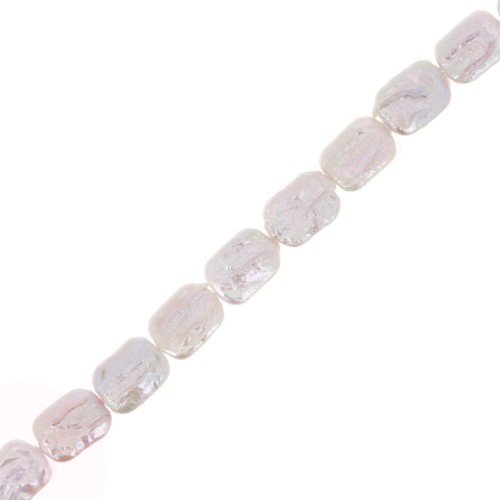 Perle d'eau douce rectangle irrégulière 20x15 mm - Grade AA Blanc irisé x1