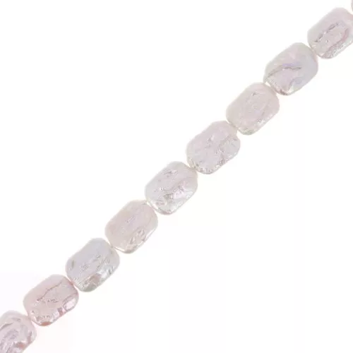 Perle d'eau douce rectangle irrégulière 20x15 mm - Grade AA Blanc irisé x1