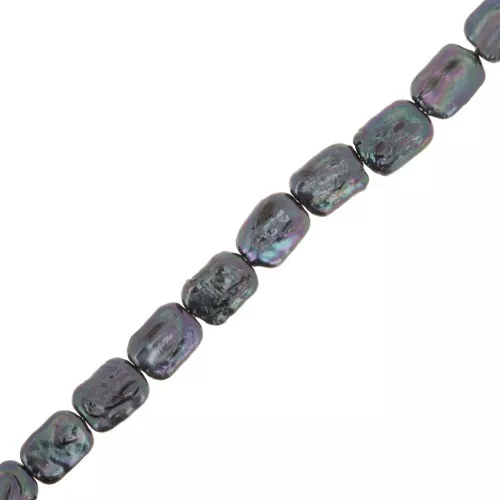 Perle d'eau douce rectangle irrégulière 18x14 mm teintée - Grade AA Noir nacré
