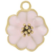 Pendentif fleur 22 mm avec résine époxy - Acier inox 304L Doré - Rose x1|raw }}