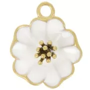 Blanc - Pendentif fleur 22 mm avec résine époxy - Acier inox 304L Doré - Blanc x1 Pendentif fleur 22 mm avec résine époxy - Acier inox 304L Doré - Blanc x1