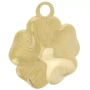 Pendentif fleur 22 mm avec résine époxy - Acier inox 304L Doré - Blanc x1