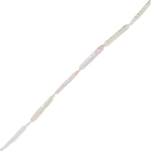 Perle d'eau douce tube baroque irrégulière 25x4.5 mm - Grade AA Blanc x1