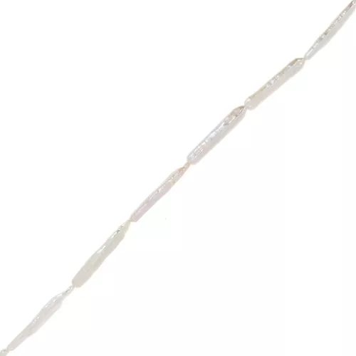 Perle d'eau douce tube baroque irrégulière 25x4.5 mm - Grade AA Blanc x1