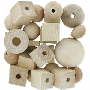 Assortiment de grosses perles en bois naturel x100g