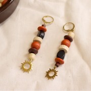 Assortiment de perles en bois naturel/Marron x50g