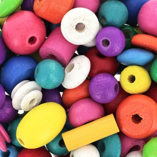 Assortiment de perles en bois Multicolore x50g