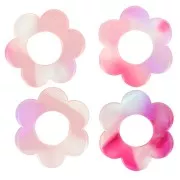 Pendentif fleur 18 mm en acétate  - Ecaille de tortue - Rose - Violet x1