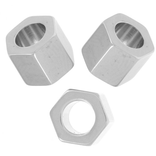 Perles écrou - 7x6mm - Acier inoxydable 304L x5