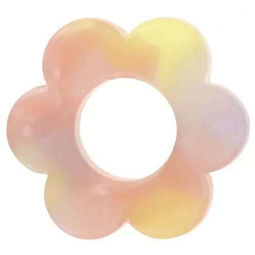 Pendentif fleur 18 mm en acétate - Ecaille de tortue - Jaune - Saumon x1