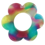 Pendentif fleur 18 mm en acétate - Ecaille de tortue - Turquoise - Fuchsia x1|raw }}