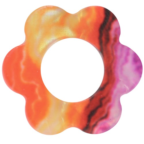 Pendentif fleur 18 mm en acrylique - Sunset - Orange - Violet x1