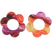 Pendentif fleur 18 mm en acrylique - Sunset - Orange - Violet x1
