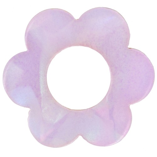 Pendentif fleur 18 mm en acétate - Lilas nacré x1