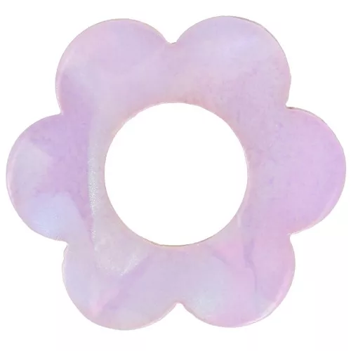 Pendentif fleur 18 mm en acétate - Lilas nacré x1