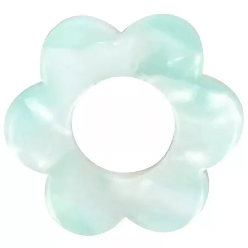 Pendentif fleur 18 mm en acétate - Vert pâle nacré x1