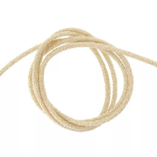 Cordon métallisé stretch Mokuba 3.6 mm - Light Gold fil doré x1m