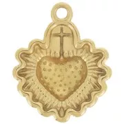 Pendentif coeur Ex-Voto 22x18mm résine époxy Acier inoxydable 304L Doré Rouge x1