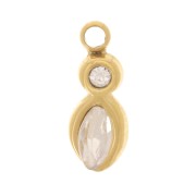 Breloque navette 9.5x3.6mm oxyde de zirconium - Acier inoxydable 304 Doré x1