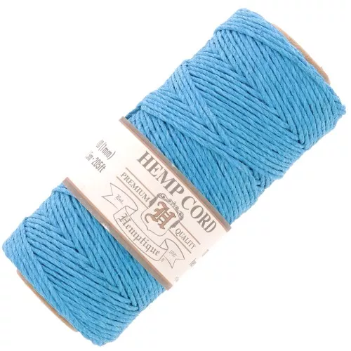 Bobine de 62 mètres de fil de chanvre Hemp Cord 1.1 mm - Turquoise