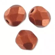 20 Perles Preciosa Facettées 8mm, Teinte Bronze Red Mat, Fabrication Française