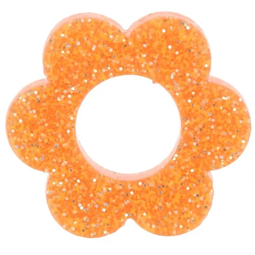 Pendentif fleur 18 mm en acrylique - Pailleté orange x1