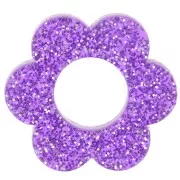 Pendentif fleur 18 mm en acrylique - Pailleté violet x1