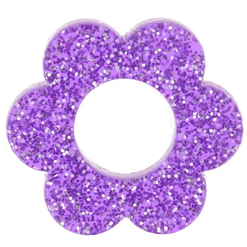 Pendentif fleur 18 mm en acrylique - Pailleté violet x1