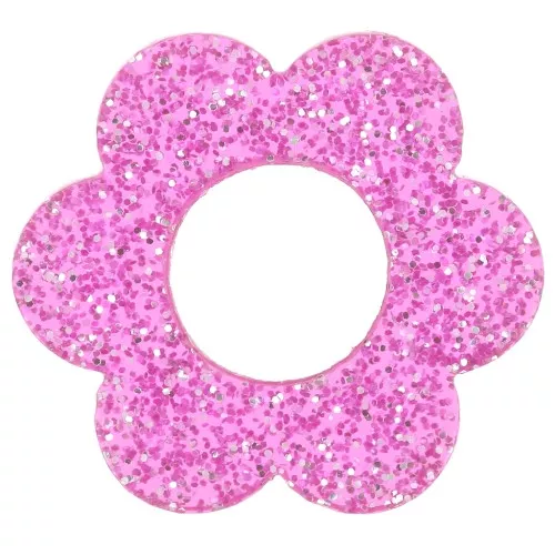 Pendentif fleur 18 mm en acrylique - Pailleté rose x1