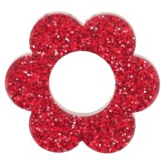 Pendentif fleur 18 mm en acrylique - Pailleté rouge x1