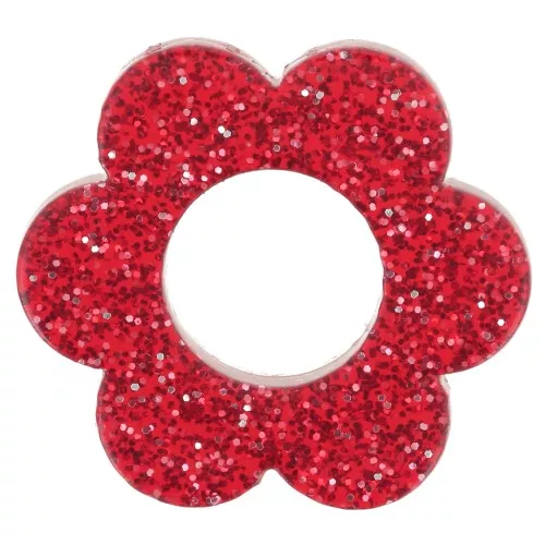 Pendentif fleur 18 mm en acrylique - Pailleté rouge x1