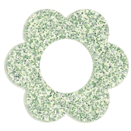 Pendentif fleur 18 mm en acrylique - Pailleté vert mousse x1