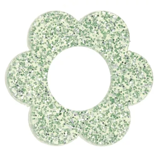 Pendentif fleur 18 mm en acrylique - Pailleté vert mousse x1