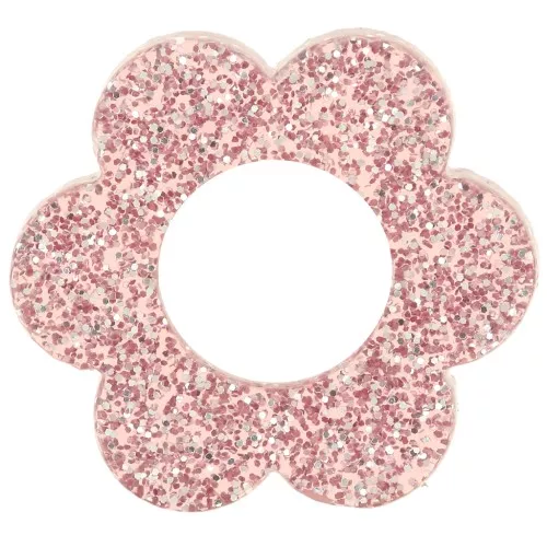 Pendentif fleur 18 mm en acrylique - Pailleté vieux rose x1