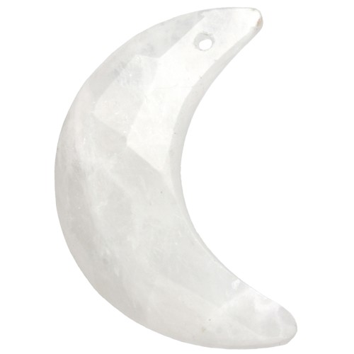 Pendentif demi-lune facetté 20x14 mm en pierre gemme - Pierre de lune x1