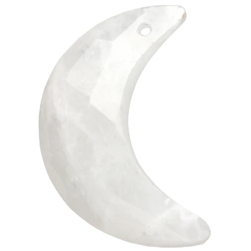 Pendentif demi-lune facetté 20x14 mm en pierre gemme - Pierre de lune x1