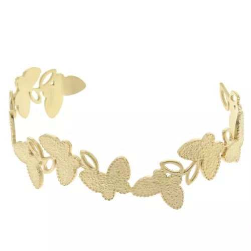 Bracelet jonc papillon martelé réglable 20x155 mm Acier inoxydable 304L Doré x1