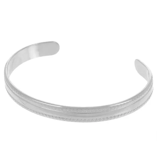 Bracelet jonc ovale texturé - réglable 8x150 mm - Acier inoxydable 304L x1
