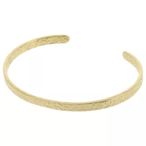 Bracelet jonc martelé réglable - 4.5x170 mm - Acier inoxydable 304L Doré x1