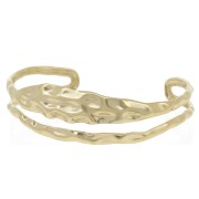 Bracelet deux rang martelé réglable 18x150 mm - Acier inoxydable 304L Doré x1|raw }}