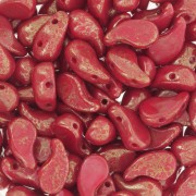 Perles en verre tchèque 2 trous Zoliduo® Left 5x8mm Opaque Red Terracotta Red x20|raw }}