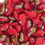 Perles en verre tchèque 2 trous Zoliduo® Left 5x8mm - Opaque Red Valentinite x20