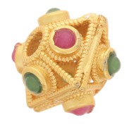 Perle losange aplatie 8x9 mm avec imitation pierres gemmes - Doré à l'or fin x1|raw }}