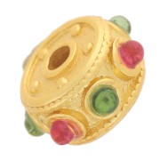 Perle rondelle 10 mm avec imitation pierres gemmes - Doré à l'or fin x1|raw }}